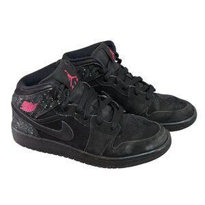NIKE AIR JORDAN YOUTH BLACK PINK MID TOP SNEAKERS SIZE 5Y RETRO 555112-001